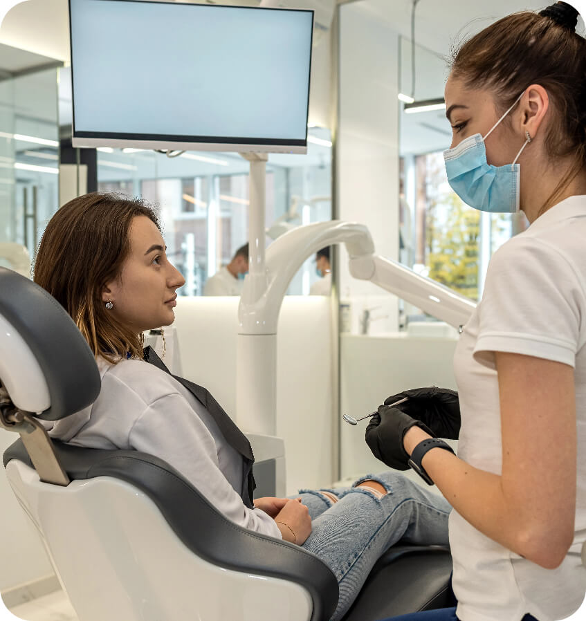 a girl looking at dentist